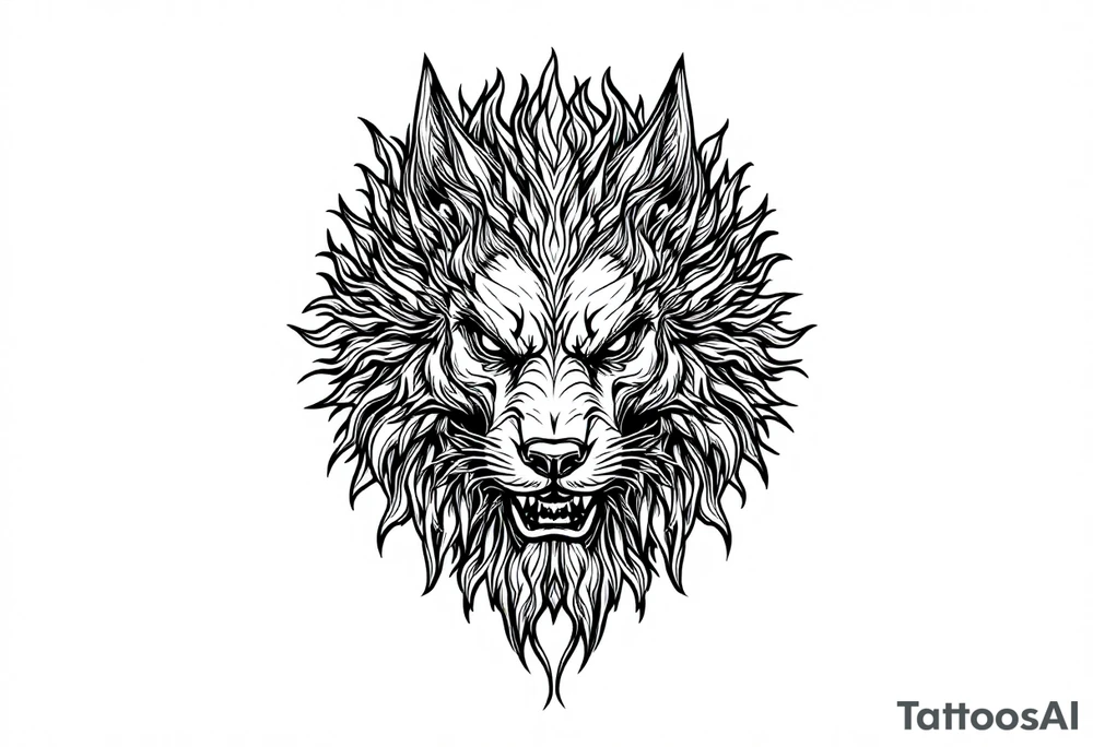 FU dog with wind element tattoo idea