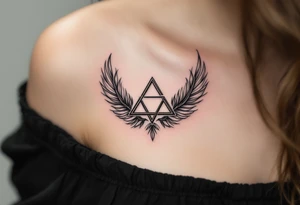 A triquetra surrounded by angelic feathers, symbolizing divine protection and purity. tattoo idea