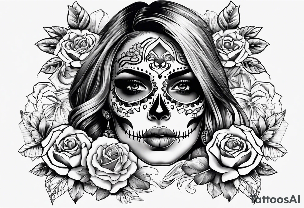 mexican style woman skull tattoo for chest tattoo idea