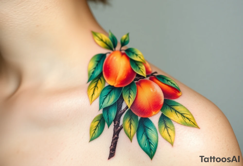Peaches on tree tattoo idea