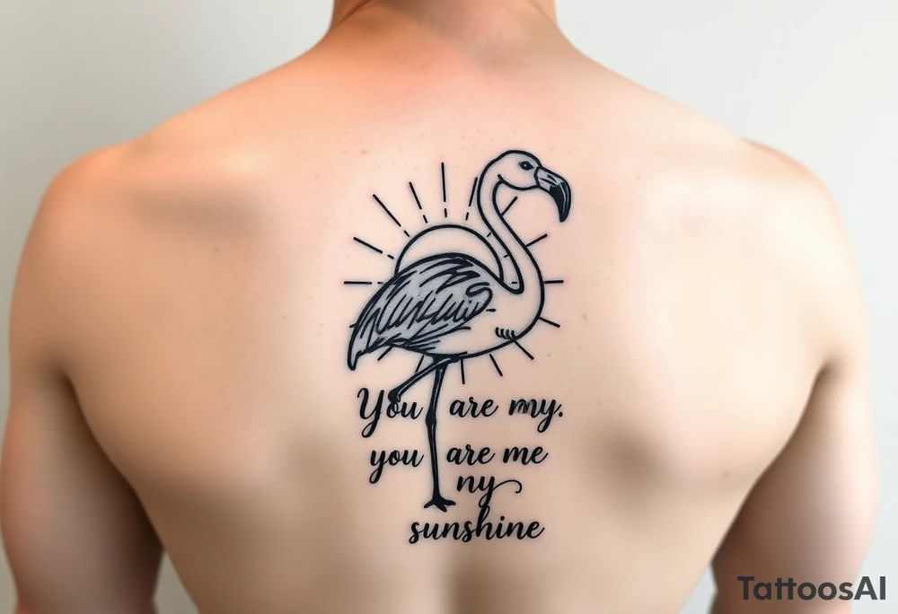Cute Flamingo with a sun and the saying you are my sunshine tattoo idea
