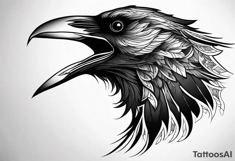 black raven roaring in the sky tattoo idea