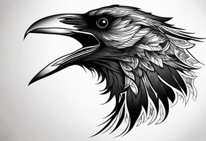 black raven roaring in the sky tattoo idea