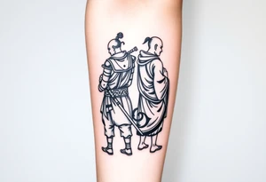 Warrior and Monk standing back to back tattoo idea
