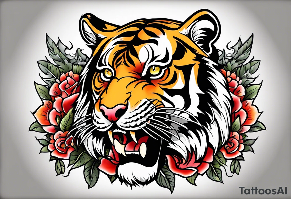 Old school tiger tattoo idea