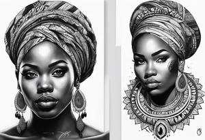 Deus èsú africano realista em preto e cinza com tons de vermelho tattoo idea