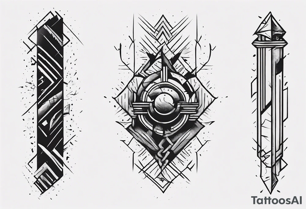 torn thick lines on a forearm. Not much of empty space tattoo idea