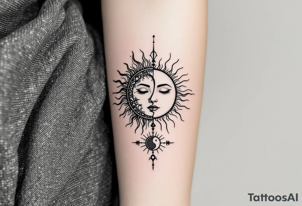 sunface (sunsign in aquarius) & moonface (moonsign in pisces) astrology / yang and yang inspired tattoo idea