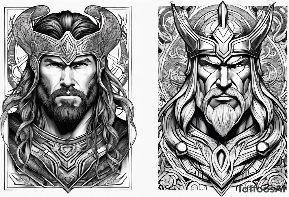 Thor kämpft gegen schlange tattoo idea