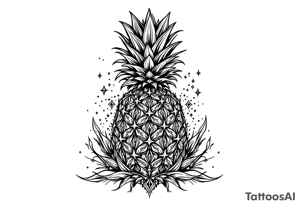 Majestic pineapple, crown, diamonds, vagina, anus tattoo idea