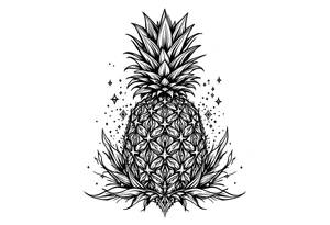 Majestic pineapple, crown, diamonds, vagina, anus tattoo idea