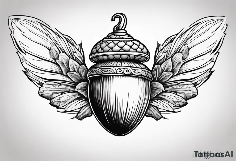 Flying acorn tattoo idea