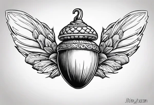 Flying acorn tattoo idea