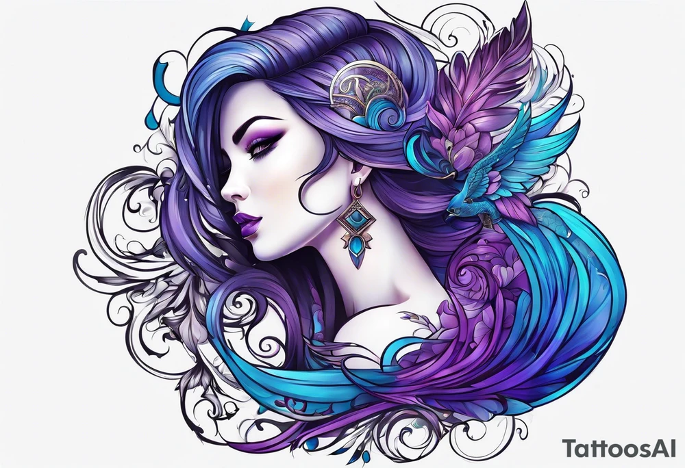 Blue and purple tattoo idea
