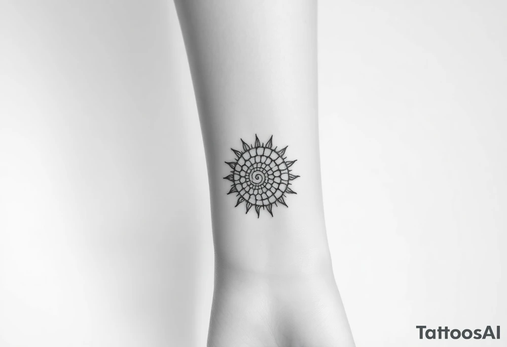 Fibonacci spiral sun tattoo idea