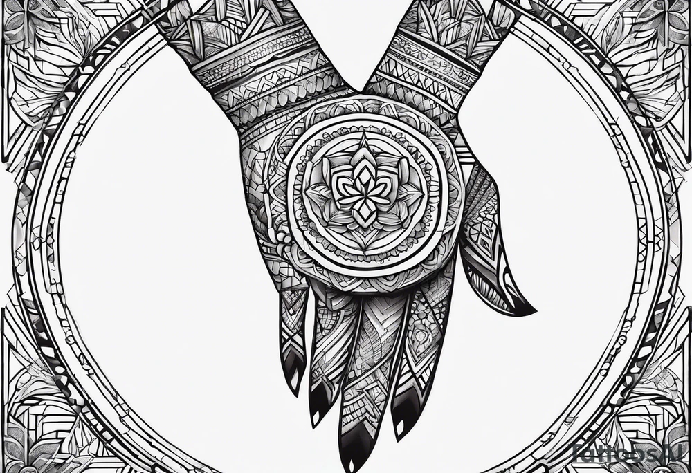 Hand tattoo, geometric mandala, buddhist inspired tattoo idea