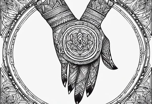 Hand tattoo, geometric mandala, buddhist inspired tattoo idea