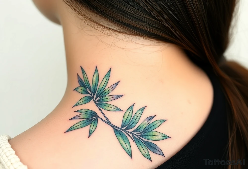 realistic large movement woven palm leaves tattoo idea