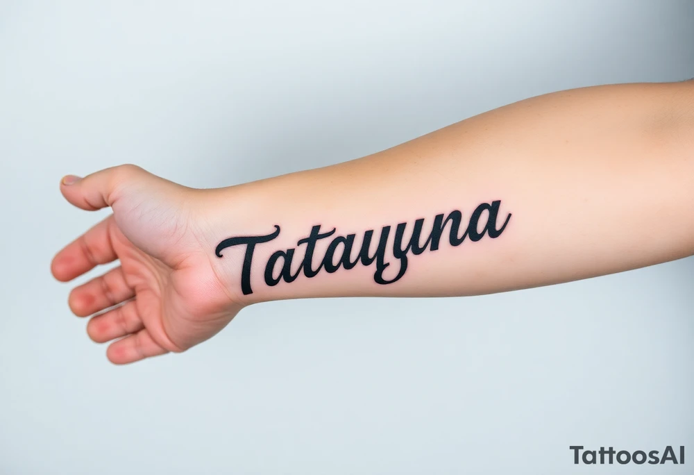 tattoo on forearm, using the name “Tatayana” For a father that lost his daughter tattoo idea