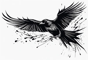 Black crows spreading wings and dripped in blood tattoo idea