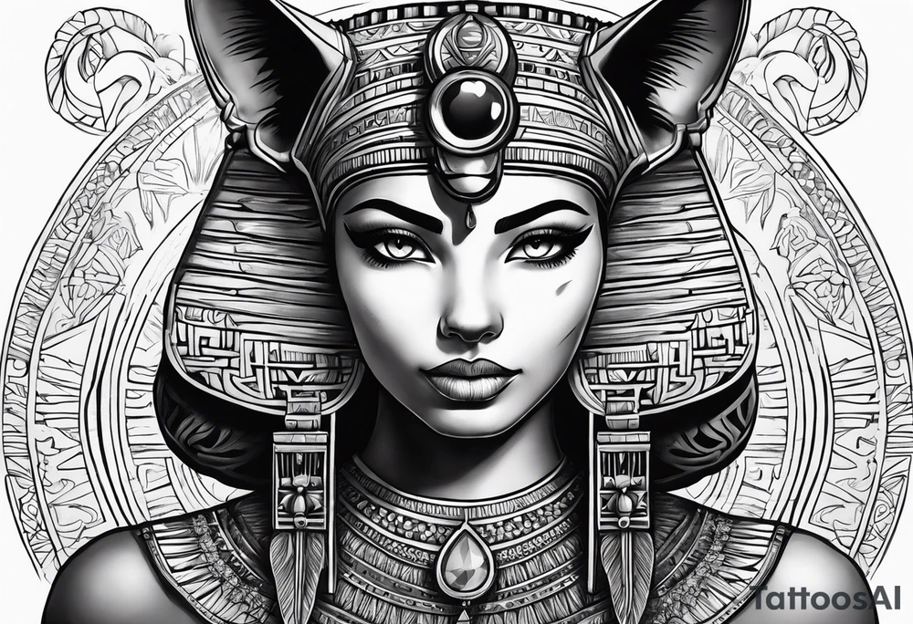 Egyptian goddess, cat, tattoo idea