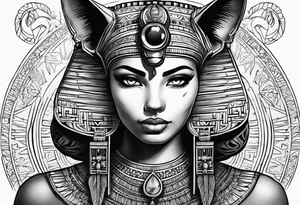 Egyptian goddess, cat, tattoo idea