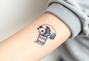 Panda digging through trash can tattoo idea