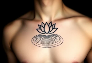 serene lotus flower emerging from sacred waters with ripples tattoo idea