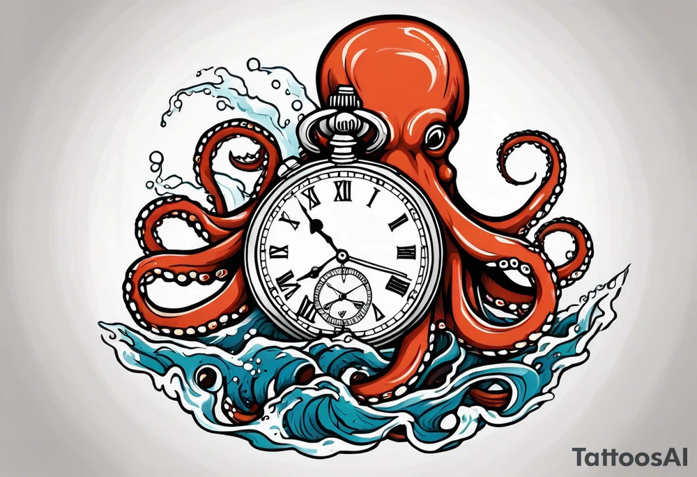 pocket watch being attacked by an aggressive octopus tattoo idea pocket watch being attacked by an aggressive octopus tattoo idea
