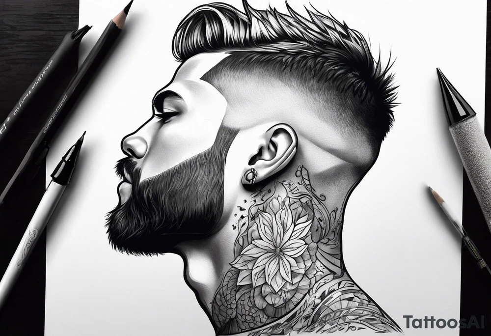 Tattoo artist with shord haircut man young tattoo idea