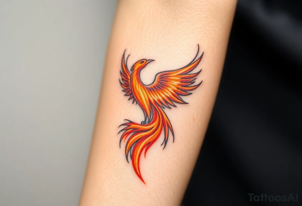 Phoenix with blazing fire from ashes tattoo idea