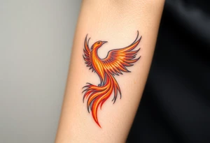 Phoenix with blazing fire from ashes tattoo idea