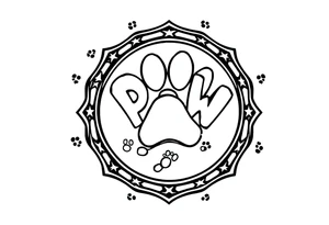 Paw Patrol Badge with footprints chasing letters KMC around the outside staggered tattoo idea