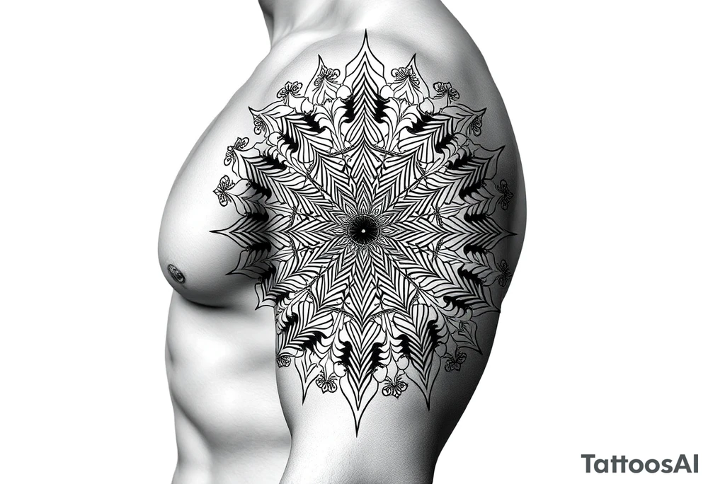 intricate mandala with sacred geometry and cosmic elements tattoo idea