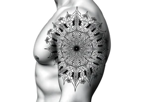 intricate mandala with sacred geometry and cosmic elements tattoo idea