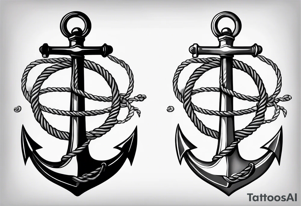 Simple anchor with rope wrapped around tattoo idea