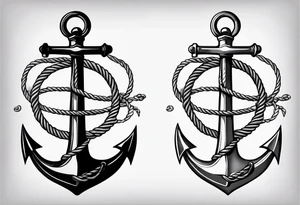 Simple anchor with rope wrapped around tattoo idea