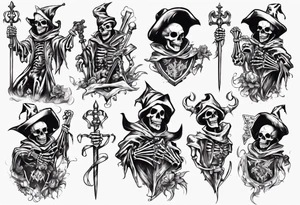 Skeleton court Jester with sword tattoo idea