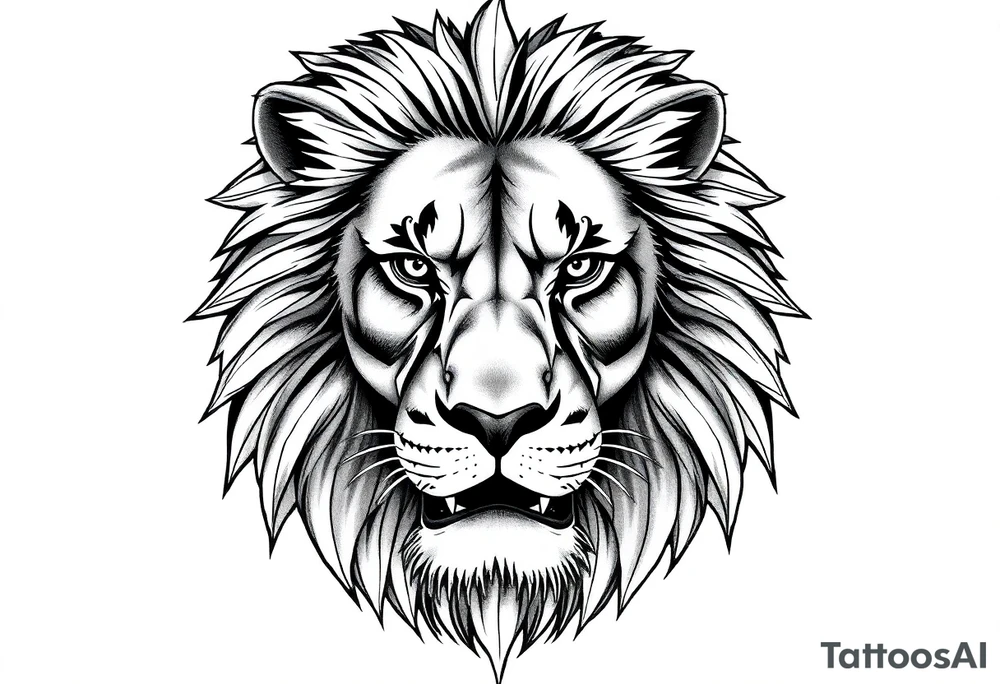 powerful majestic lion, close-up tattoo idea