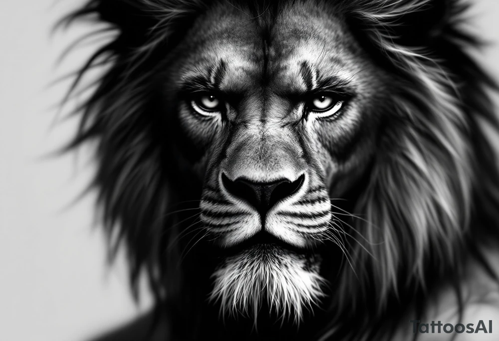 Black African god with lion tattoo idea