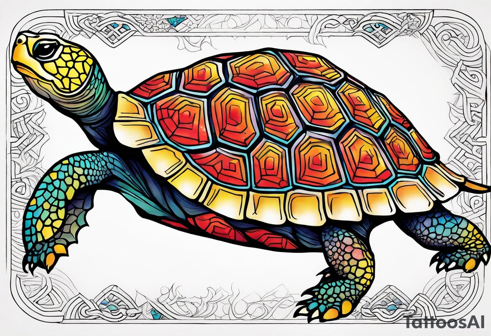 Colourful tortoise tattoo idea