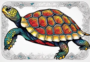 Colourful tortoise tattoo idea