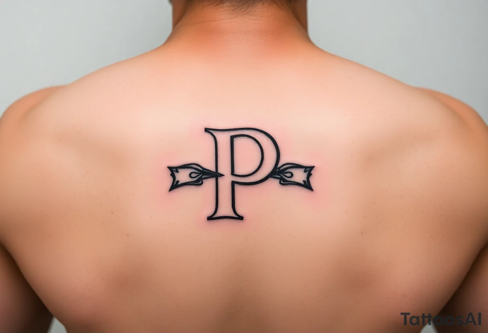 Small Letter P with a dollar bill coming out from the sides. tattoo idea