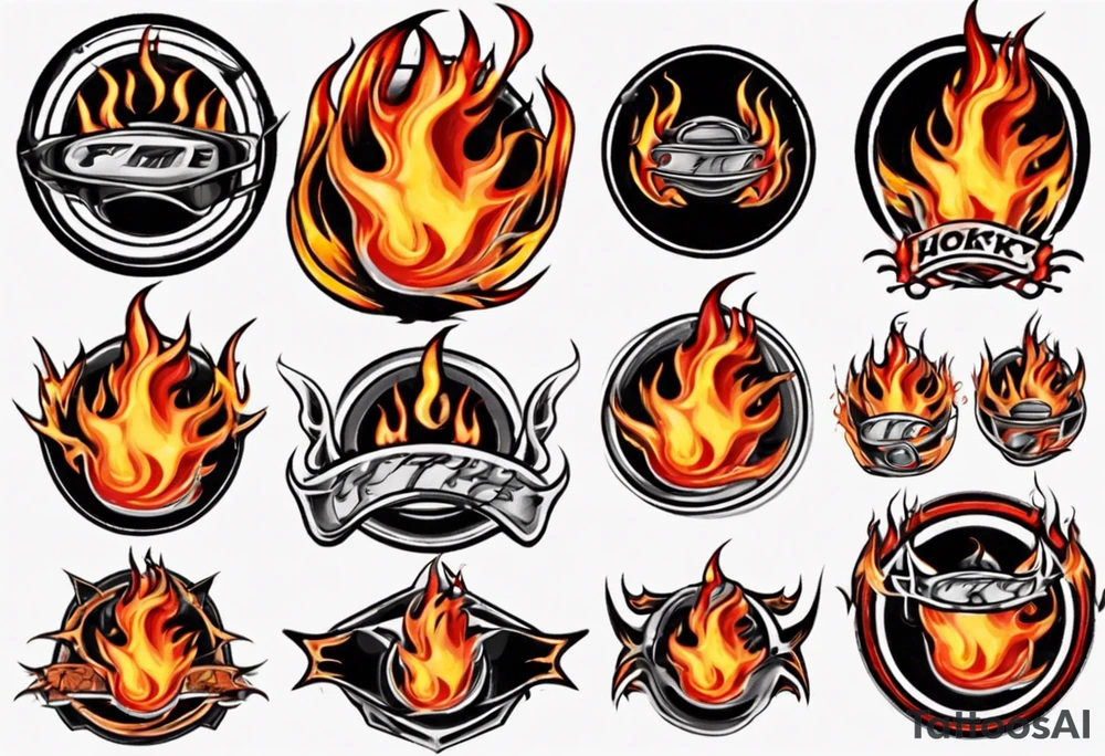 hockey puck with flames on it's side tattoo idea
