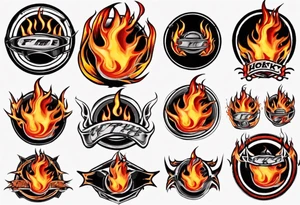 hockey puck with flames on it's side tattoo idea