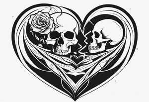 merge heart and skull tattoo idea