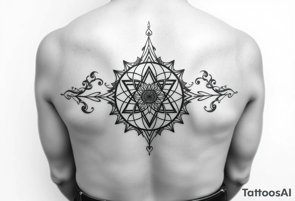 Sacred geometry thigh tattoo idea