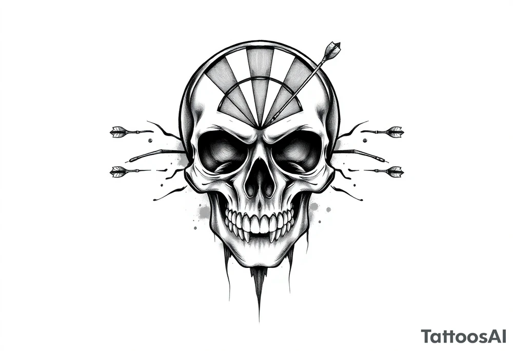 Darts skull tattoo idea