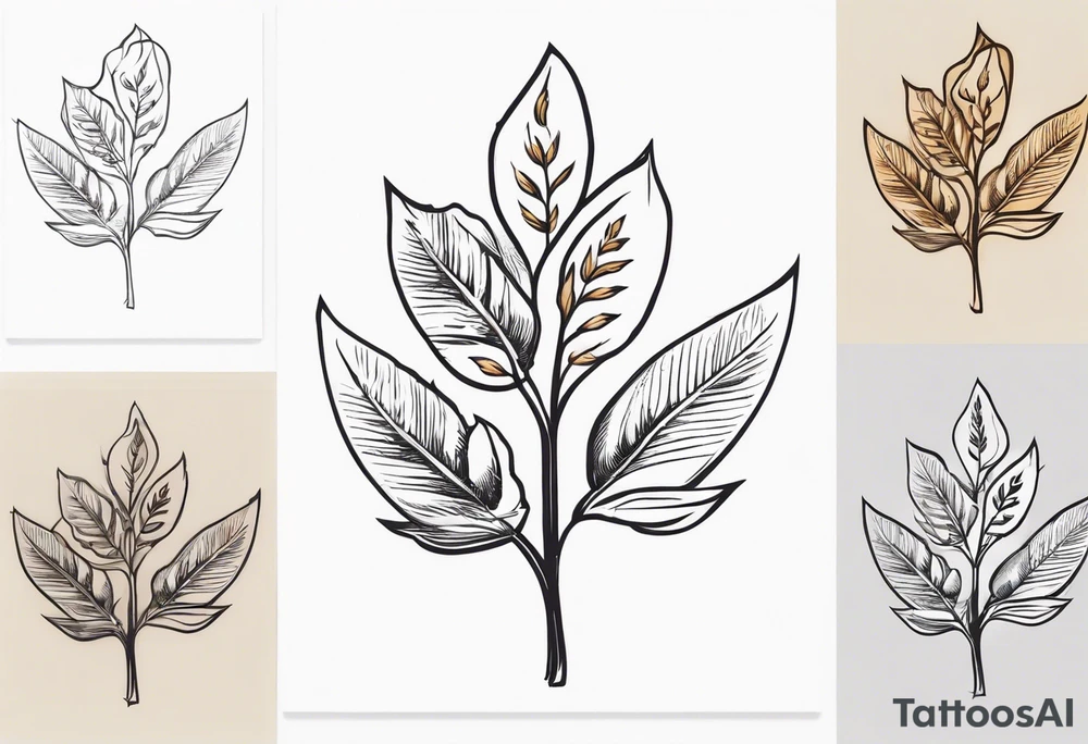 Oak tree leaves with wheat stalks in a gift box tattoo idea Oak tree leaves with wheat stalks in a gift box tattoo idea