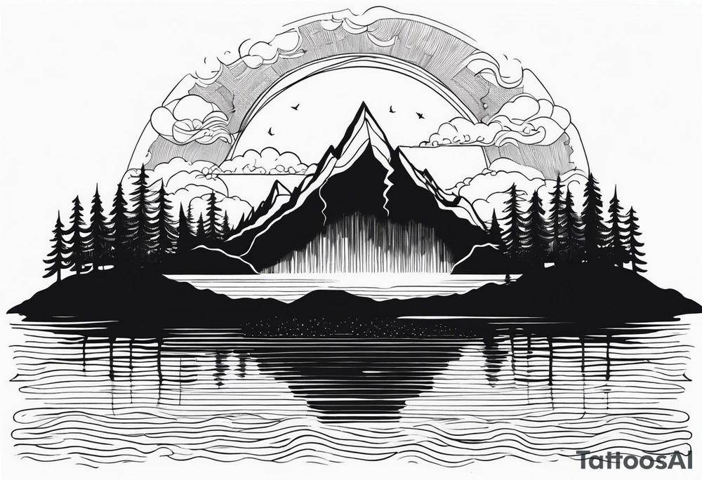 A lake without any forest
with an small island in the middle tattoo idea